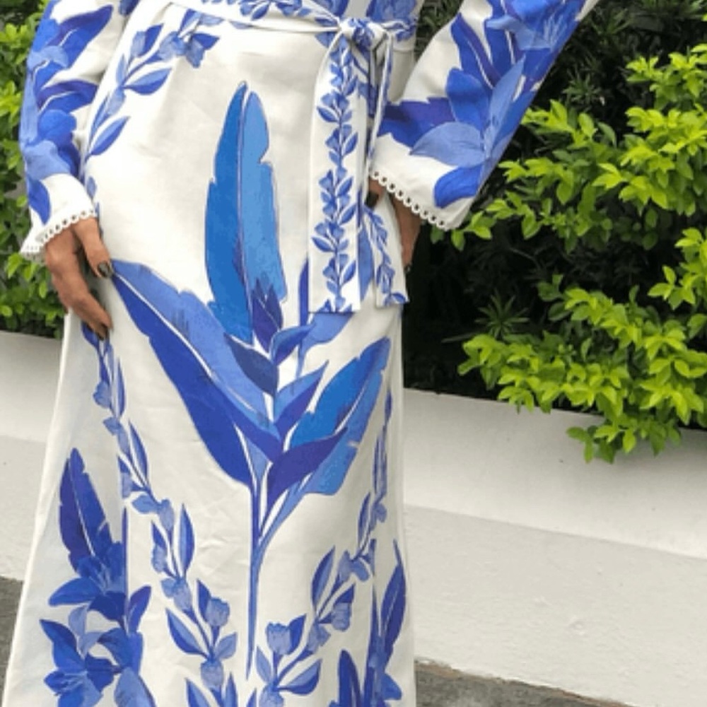 Blue and White Floral Dress